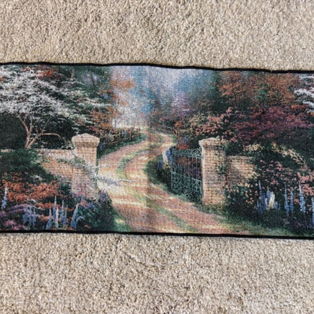 THOMAS KINCADE 69" RUNNER. QUALITY FABRIC. BEAUTIFUL SCENE. - Picture 3 of 5